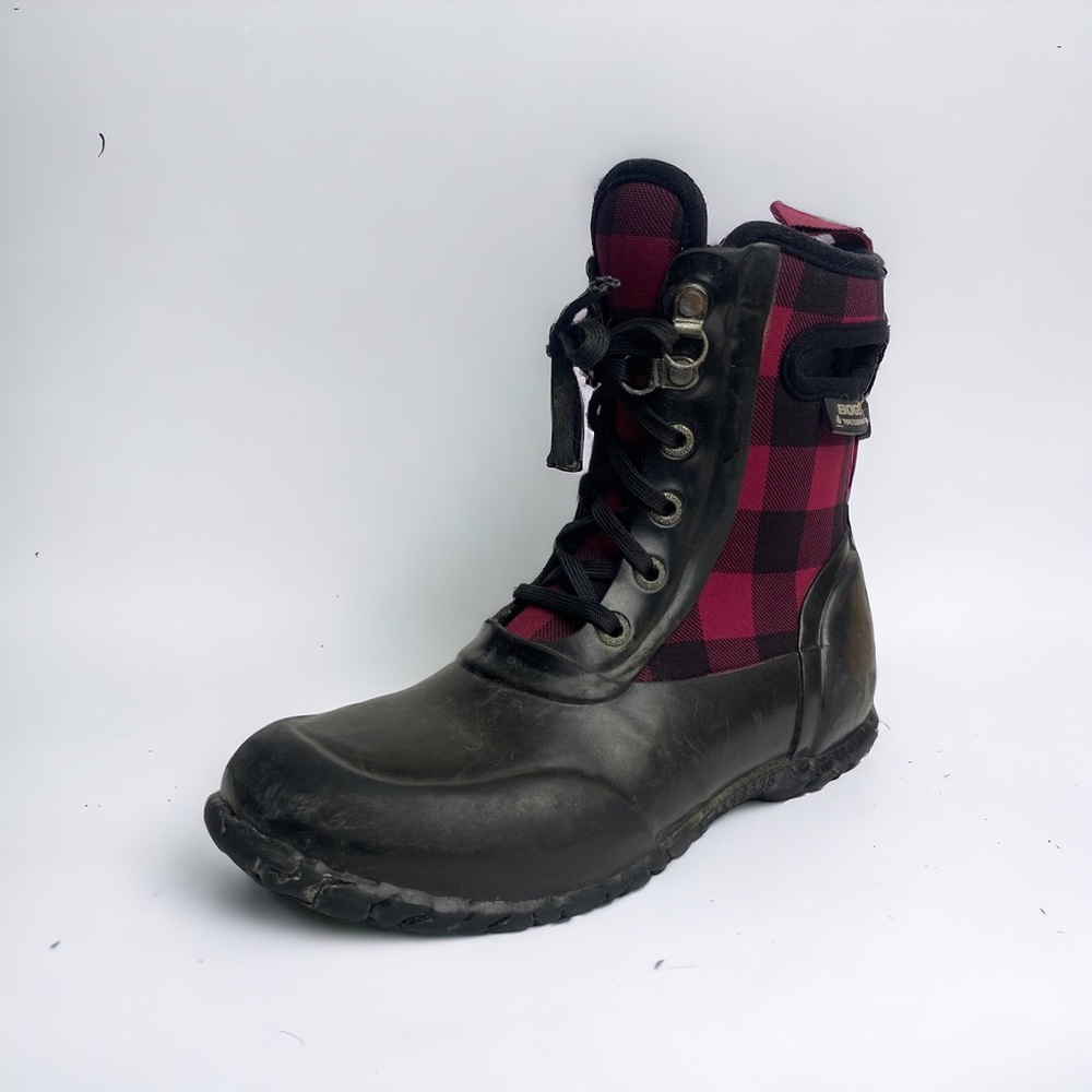 Bogs Kids Black and Red Plaid Rain & Snow Boots